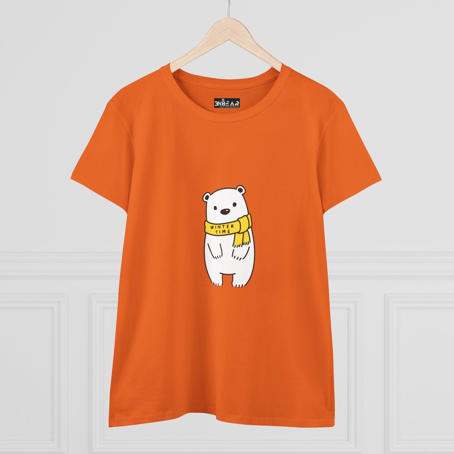 Winter Time BK Bear. .  Women's Midweight Cotton Tee