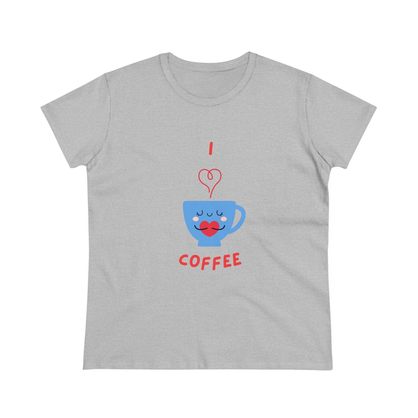 I Love Coffee Heart Cup. Women's Midweight Cotton Tee