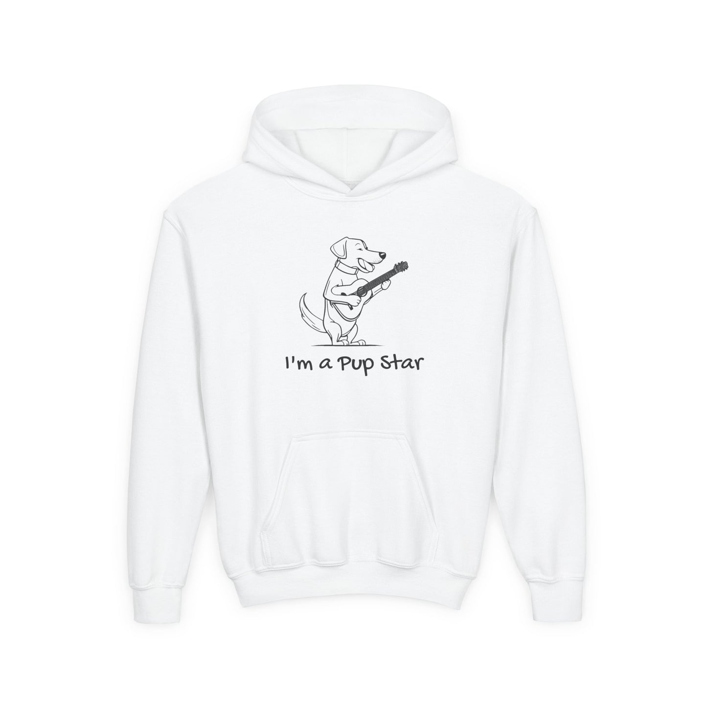 Dog With a Guitar. I"m a Pup Star.  Kids Hoodie