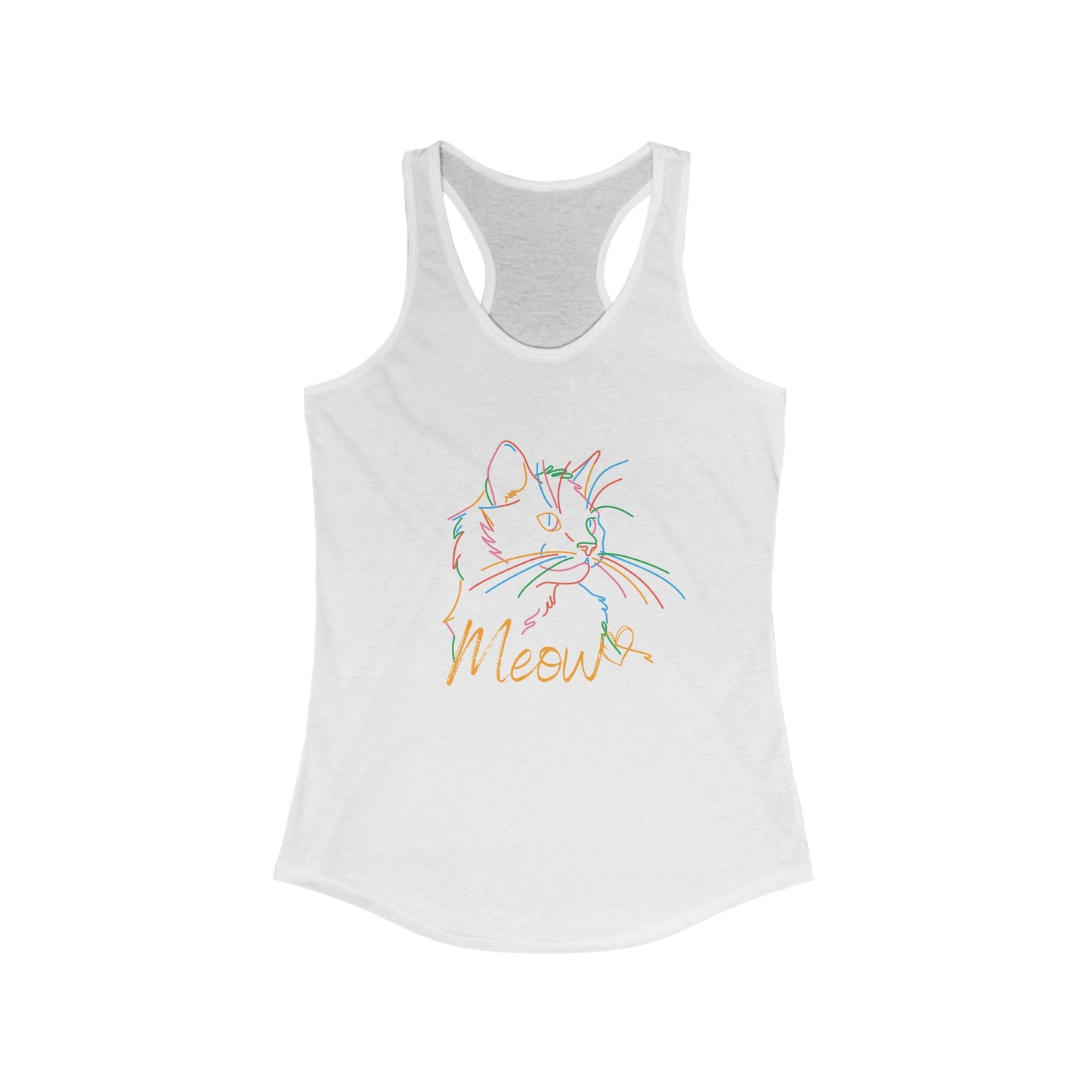 Meow. cat with purrty color outlines. Women's Ideal Racerback Tank