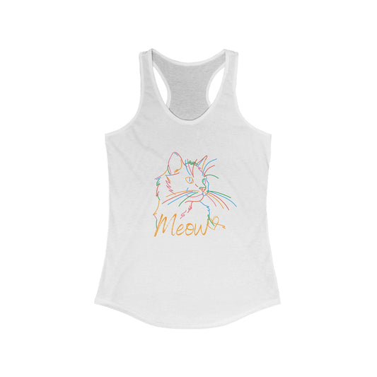 Meow. cat with purrty color outlines. Women's Ideal Racerback Tank