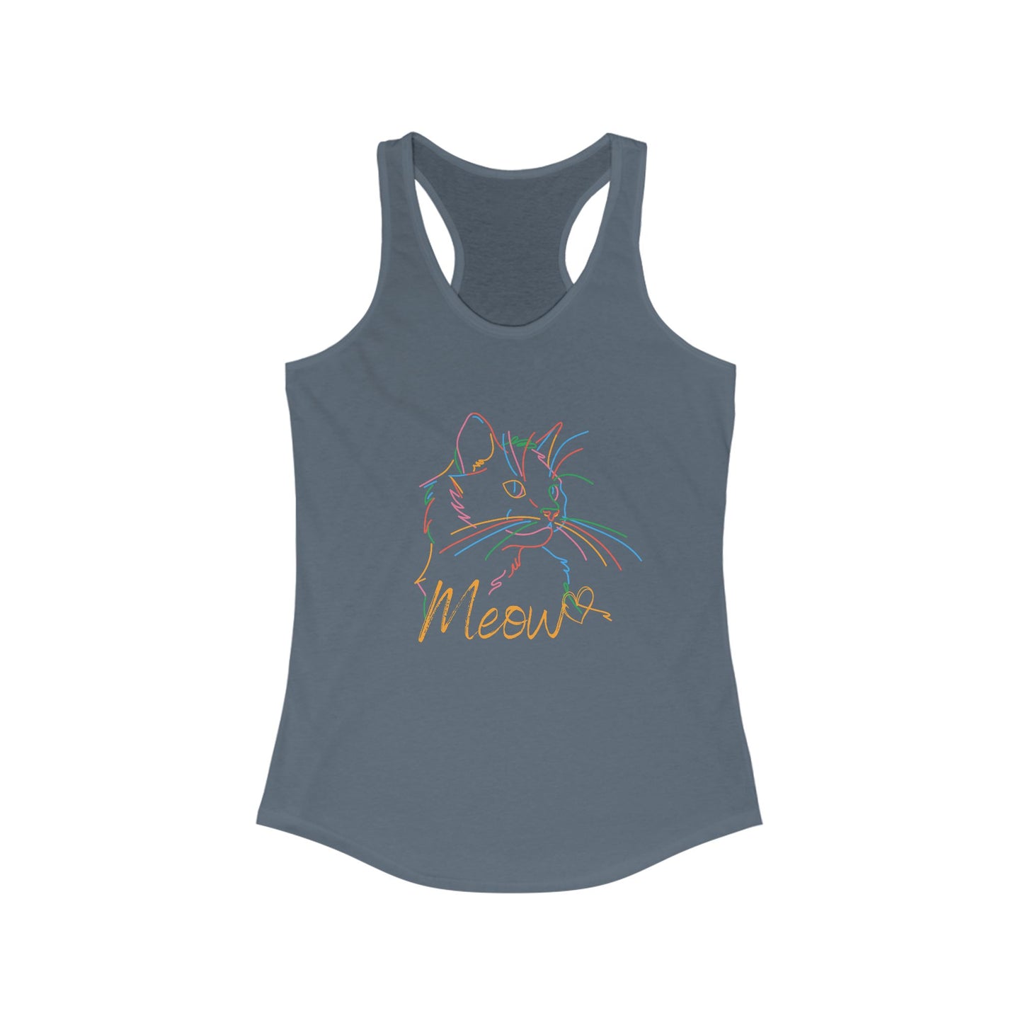 Meow. cat with purrty color outlines. Women's Ideal Racerback Tank
