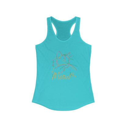 Meow. cat with purrty color outlines. Women's Ideal Racerback Tank