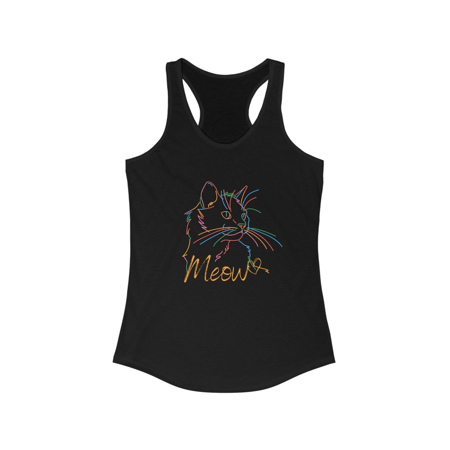 Meow. cat with purrty color outlines. Women's Ideal Racerback Tank