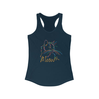 Meow. cat with purrty color outlines. Women's Ideal Racerback Tank