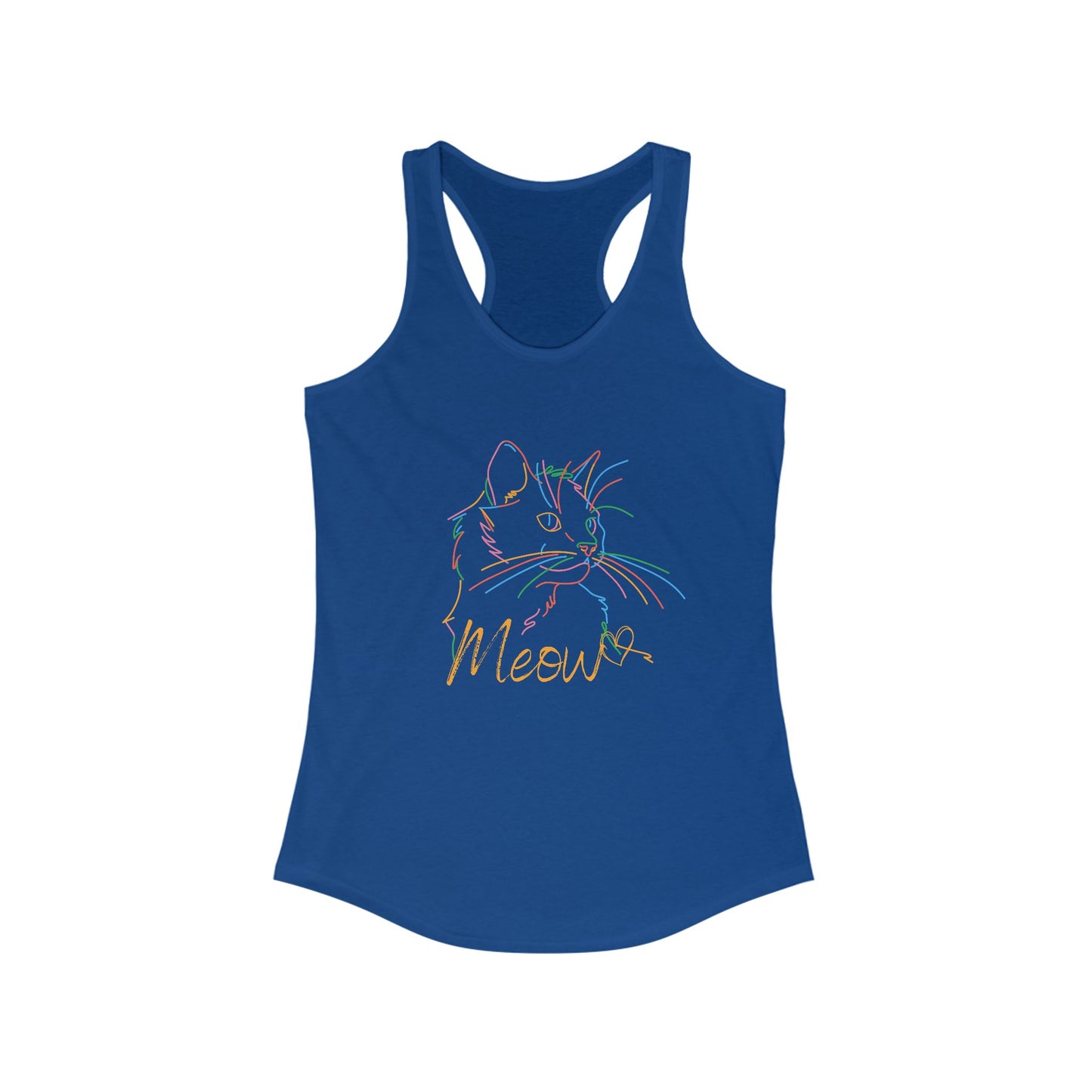 Meow. cat with purrty color outlines. Women's Ideal Racerback Tank