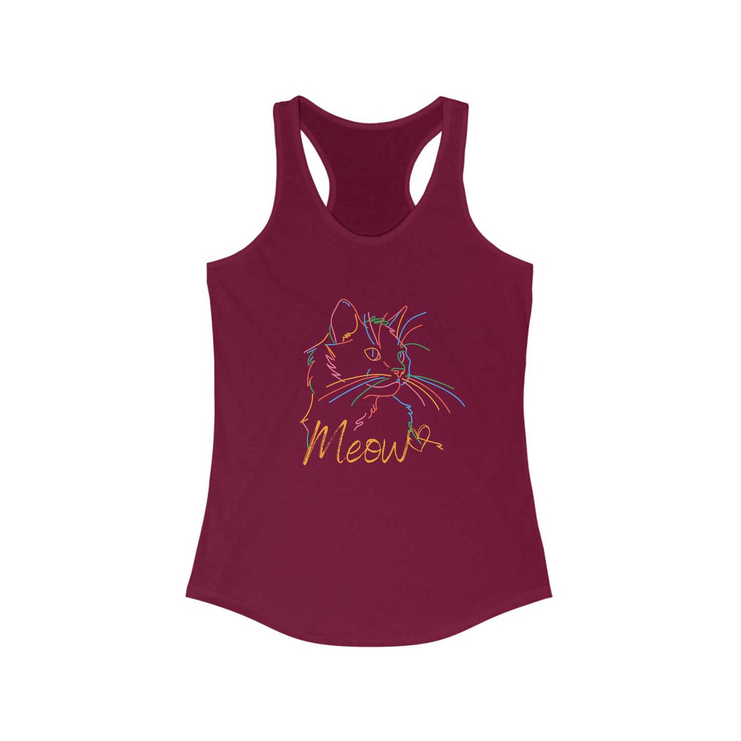 Meow. cat with purrty color outlines. Women's Ideal Racerback Tank