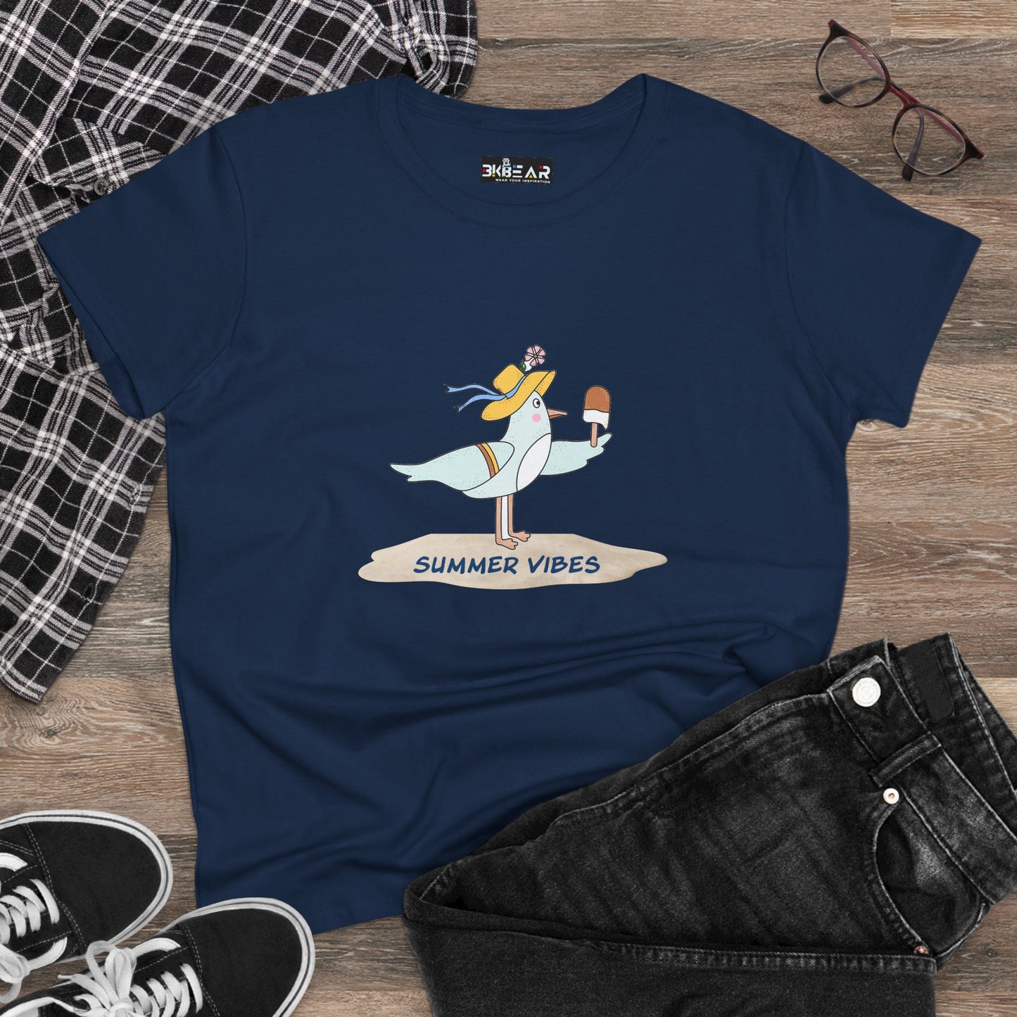 Regal Seagull Summer Vibes. Women's Midweight Cotton Tee