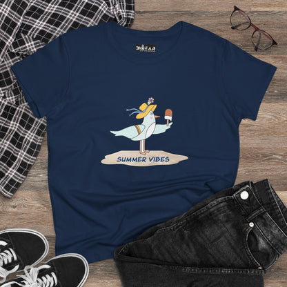 Regal Seagull Summer Vibes. Women's Midweight Cotton Tee