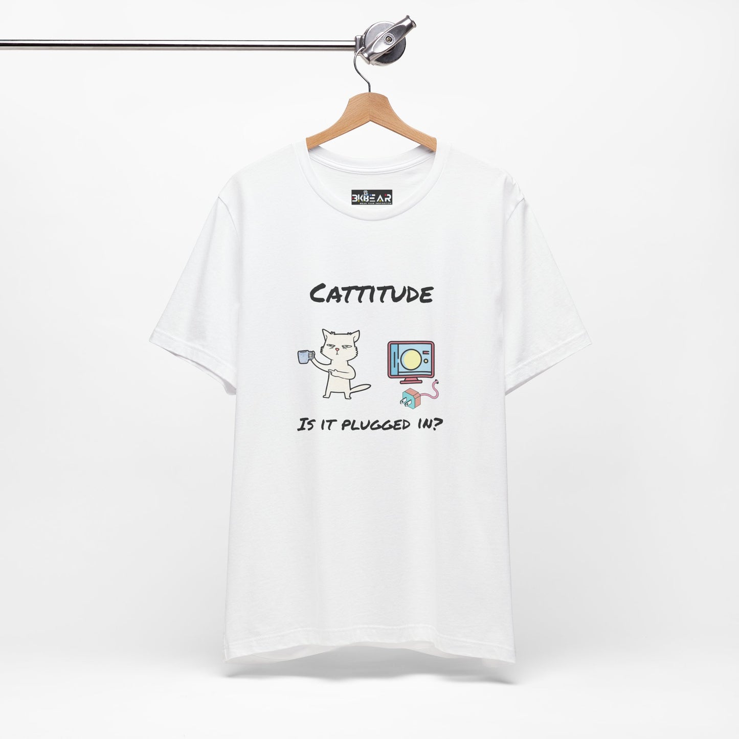 Cattitude, Is it plugged In, Unisex Jersey Short Sleeve Tee