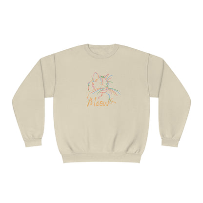 Meow. Cat with purrty color outlines. Unisex NuBlend® Crewneck Sweatshirt