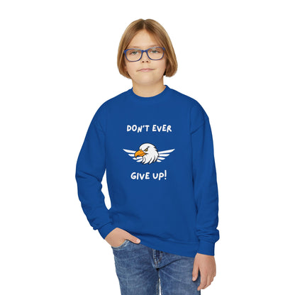 Don't Ever Give Up Eagle! Youth Crewneck Sweatshirt