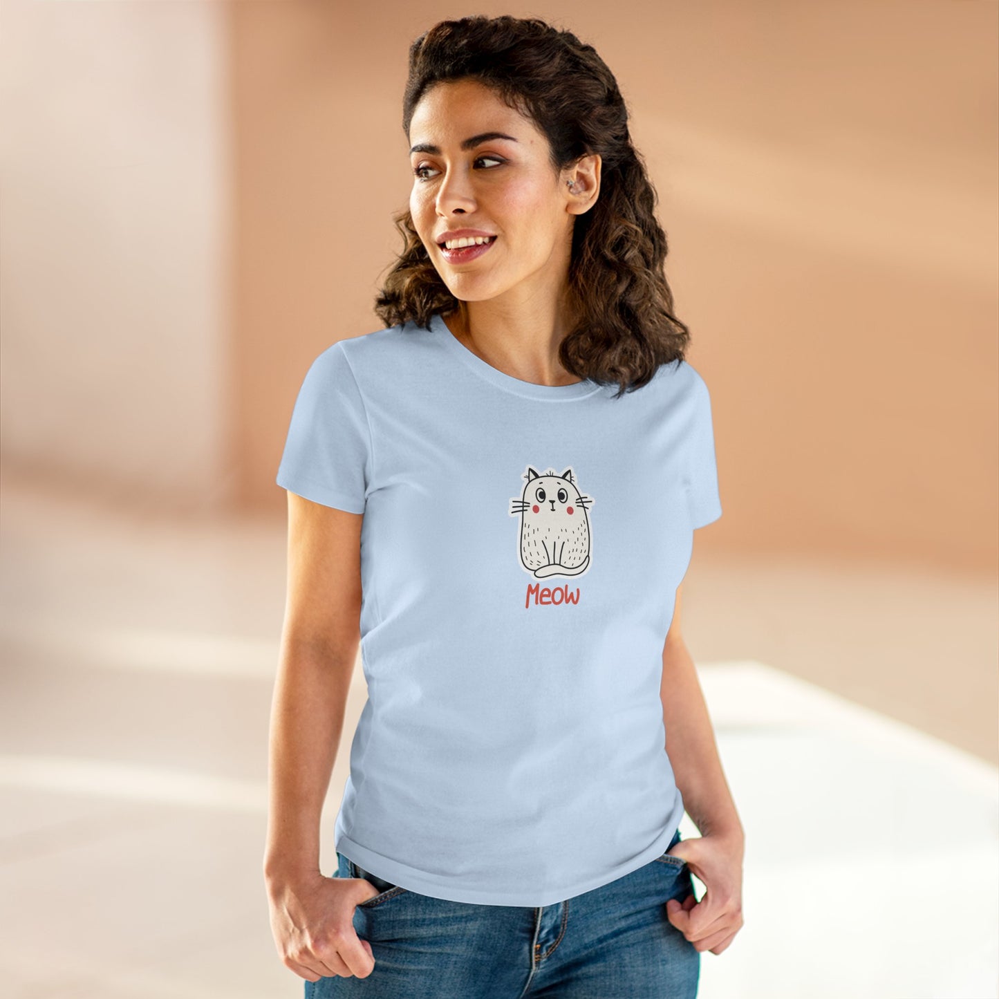 Loki The Cat. Meow. Women's Midweight Cotton Tee