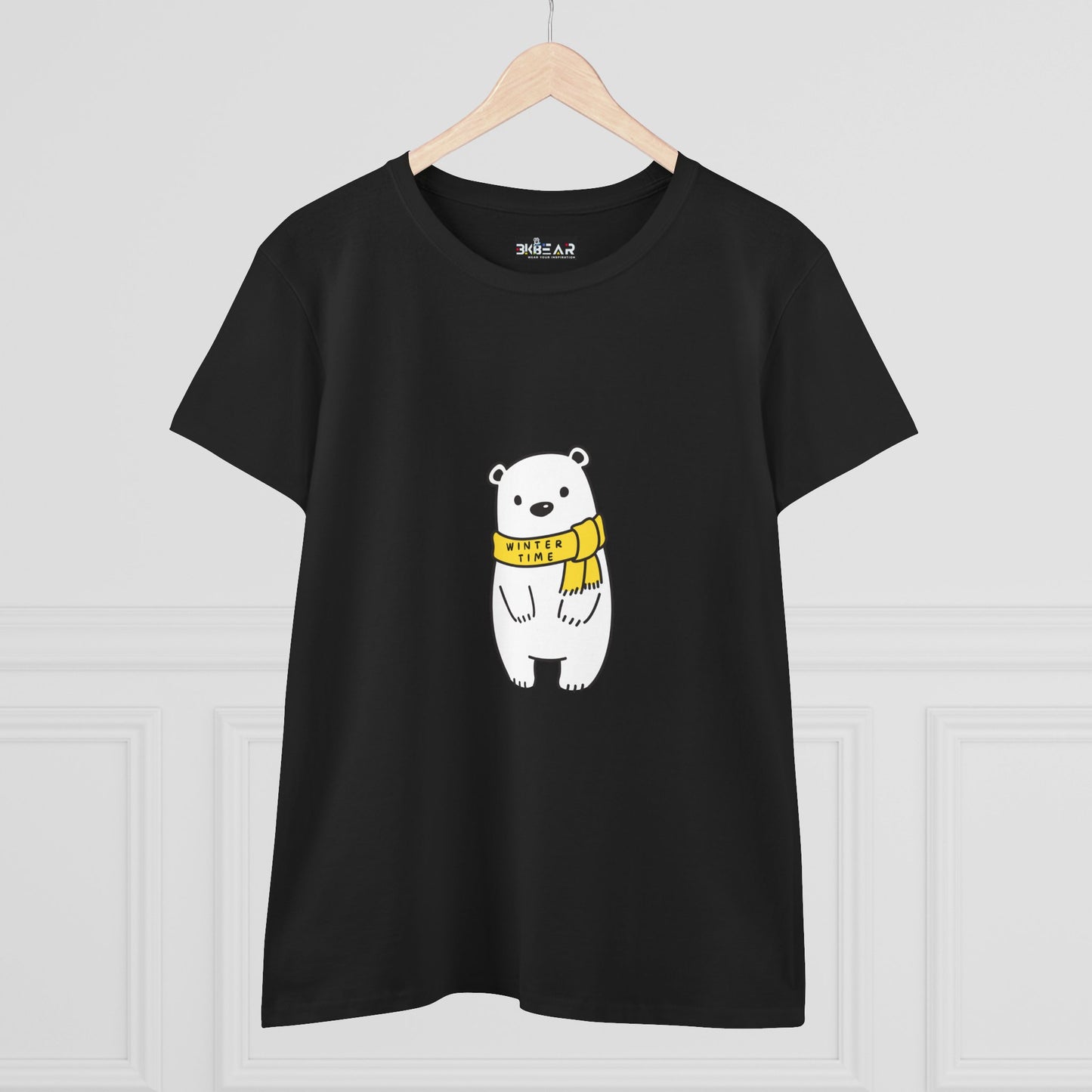Winter Time BK Bear. .  Women's Midweight Cotton Tee
