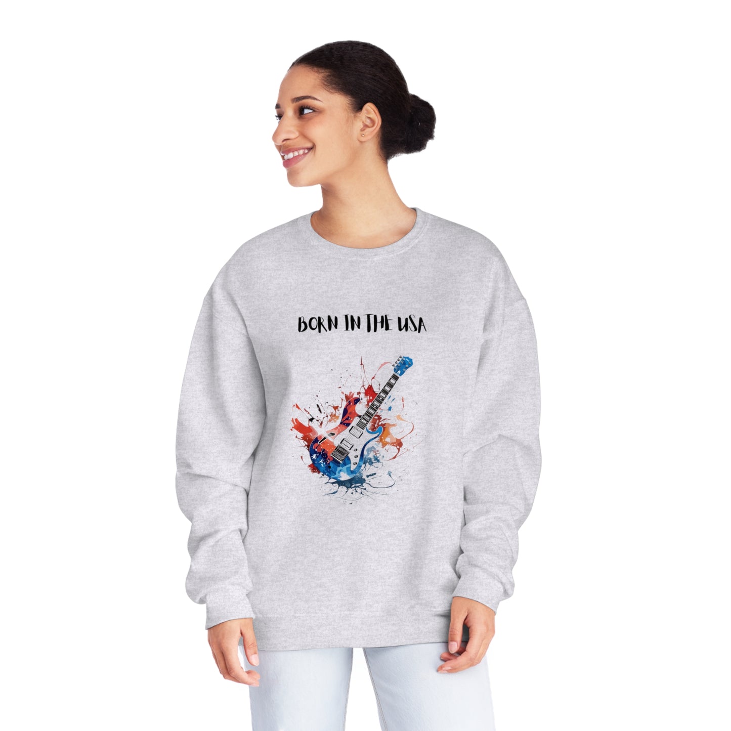 Born In The USA Guitar. Unisex NuBlend® Crewneck Sweatshirt