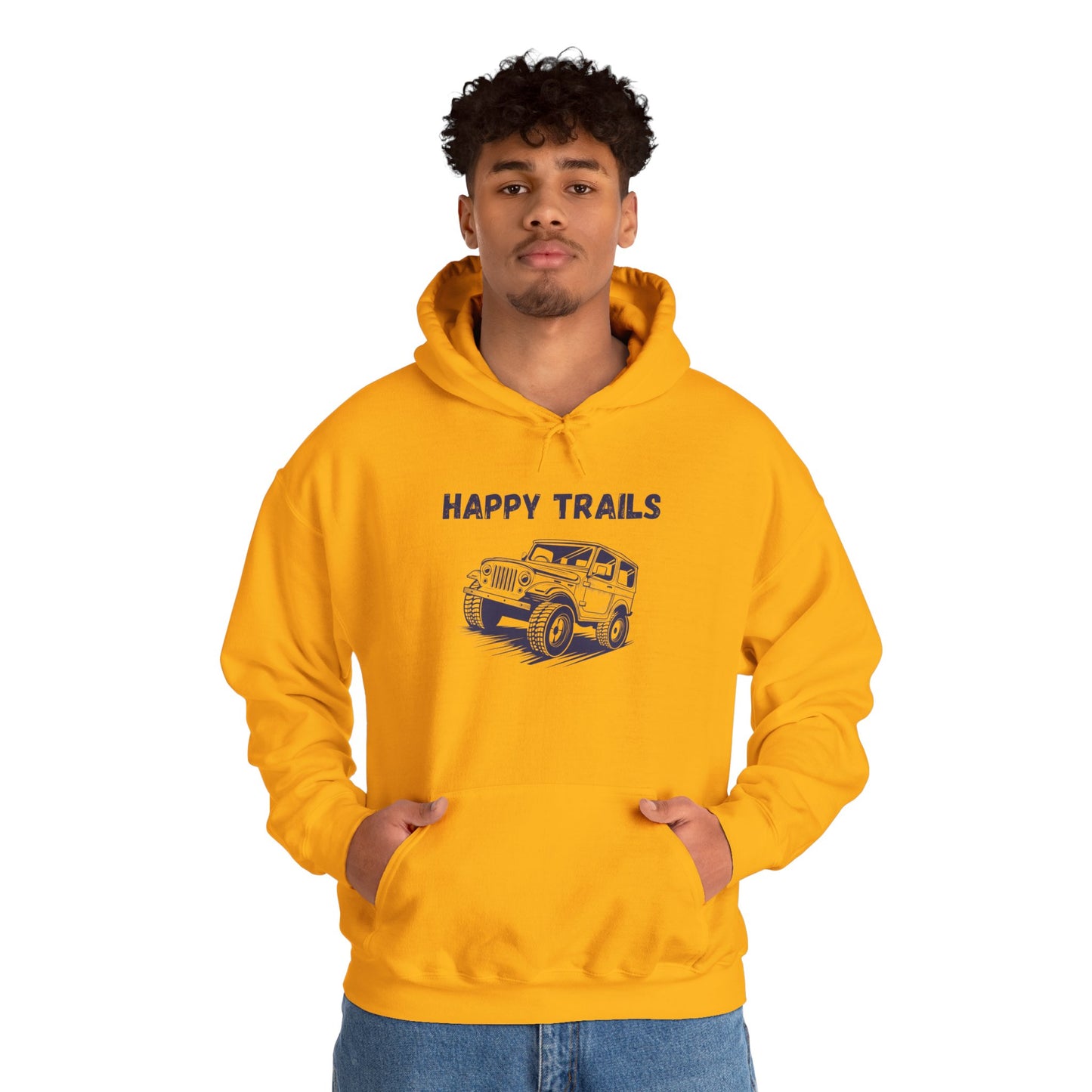 Happy Trails Unisex Hooded Sweatshirt, Cozy Outdoor Hoodie, Perfect Gift for Adventurers, Casual Wear, Great for Road Trips