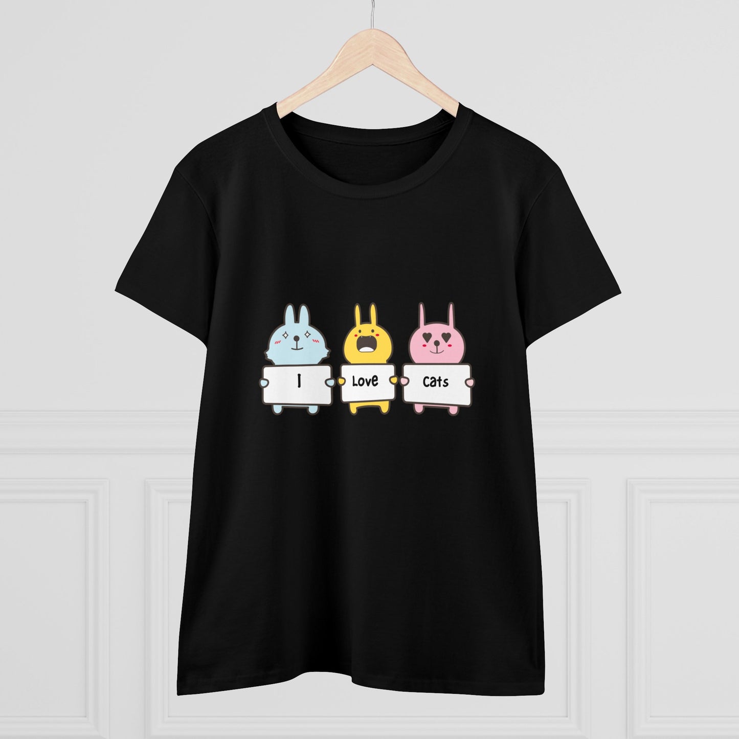 I Love Cats. Women's Midweight Cotton Tee