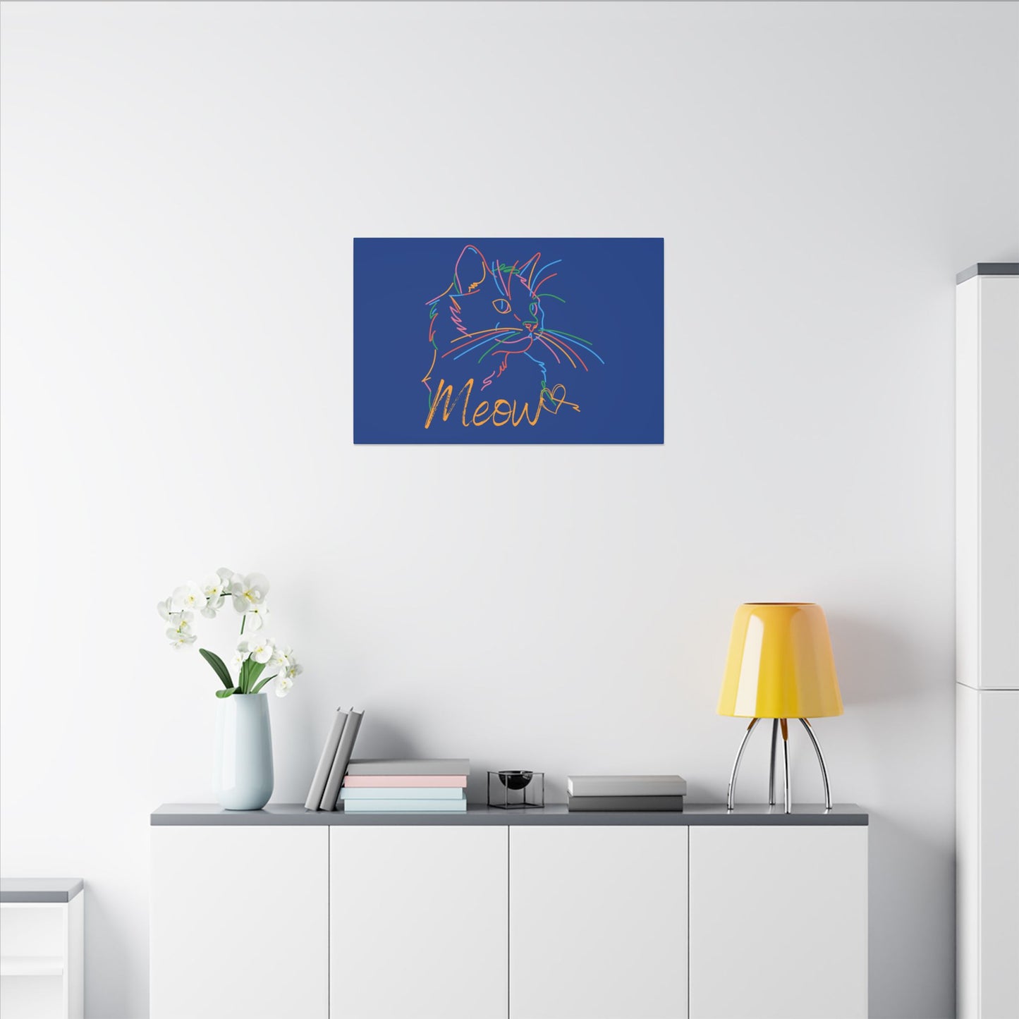 Meow. Cat with Purrty Color Outlines. Canvas Gallery Wraps