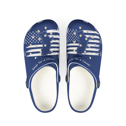 American Flag Dog Rubber Clogs For Men- Navy