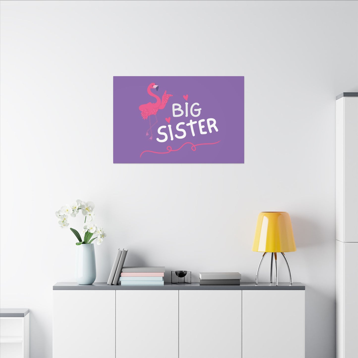 Adorable Big Sister Flamingo. Canvas Gallery Wraps
