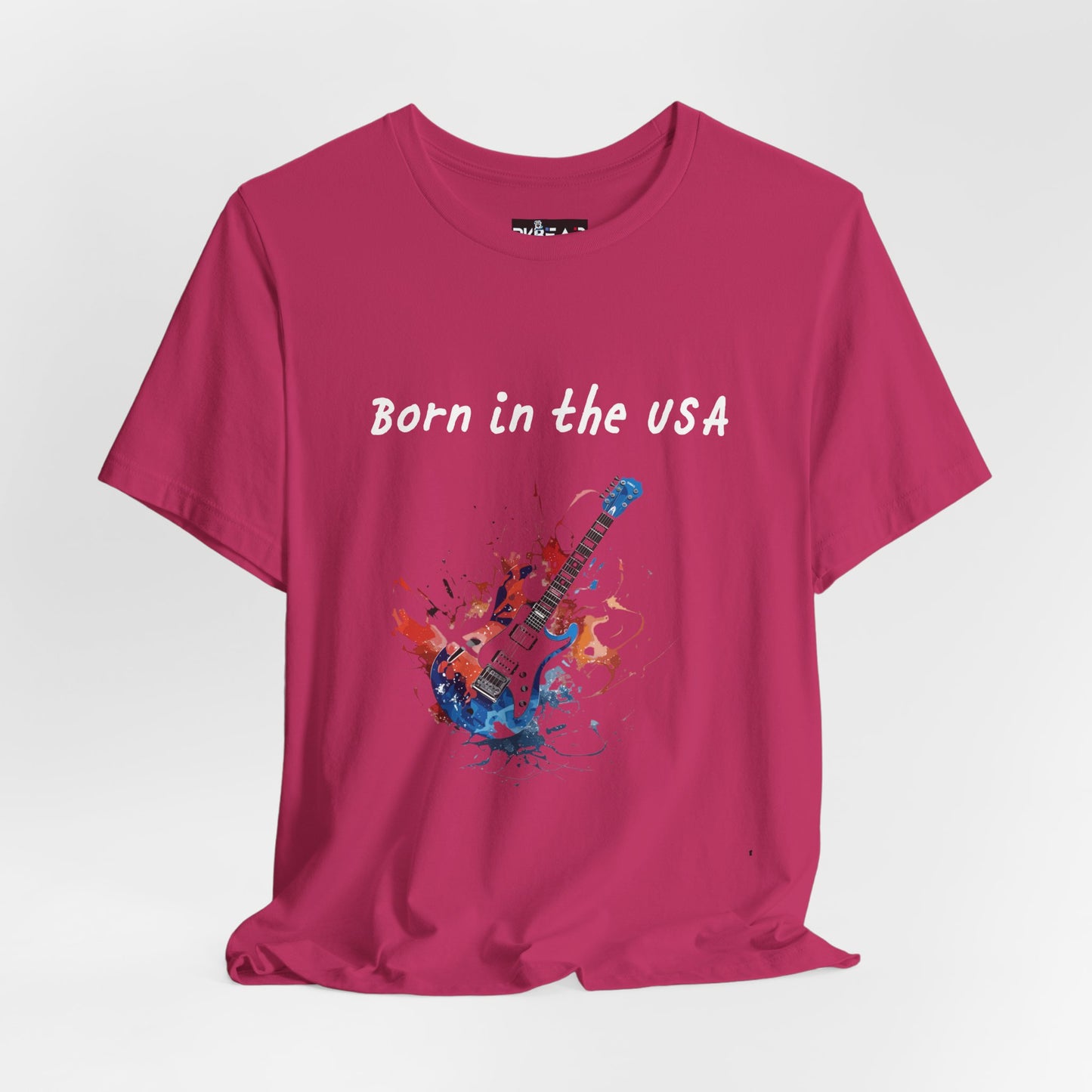 Born In The USA Guitar. Unisex Jersey Short Sleeve Tee