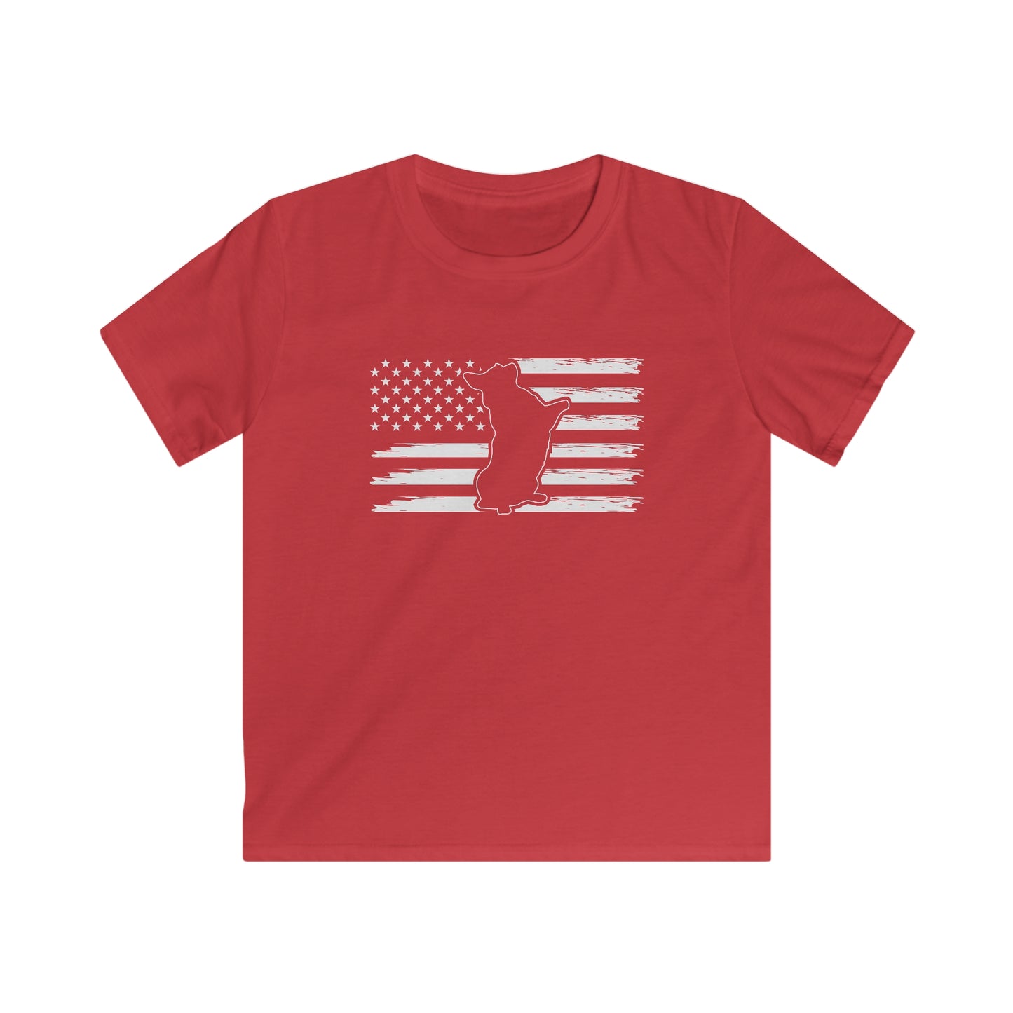 Charlie The American Flag. Dog. Kids Softstyle Tee