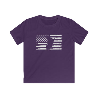 Charlie The American Flag. Dog. Kids Softstyle Tee