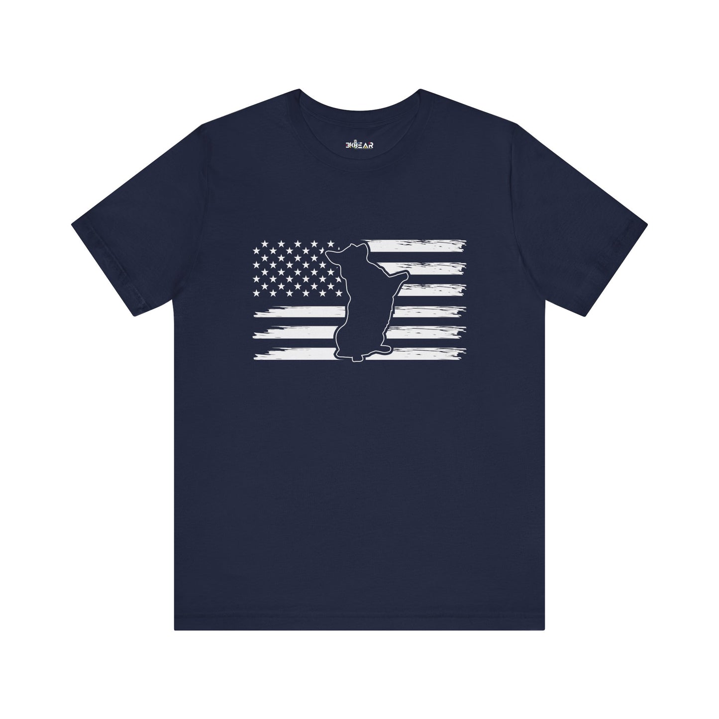 Charlie The American Flag Dog.  Unisex Jersey Short Sleeve Tee