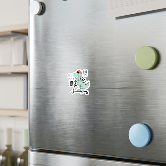 Cool Skate Boarding Kid Dino. Kiss-Cut Vinyl Decals