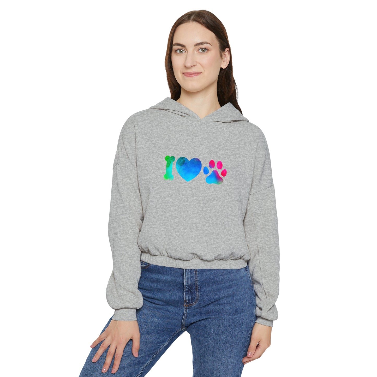 I Heart Paws. Women's Cinched Bottom Hoodie