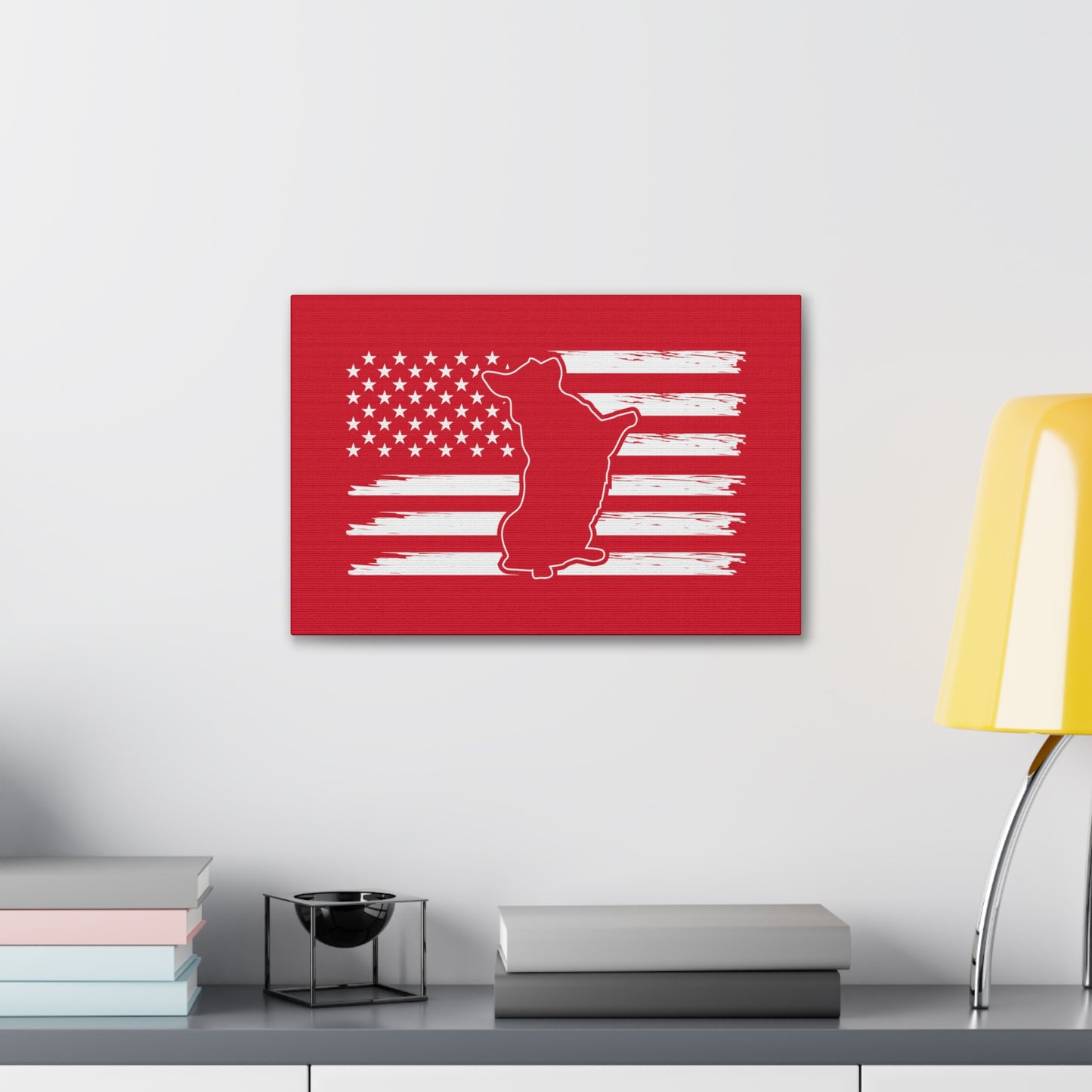 Charlie The American Flag Dog. Canvas Gallery Wraps