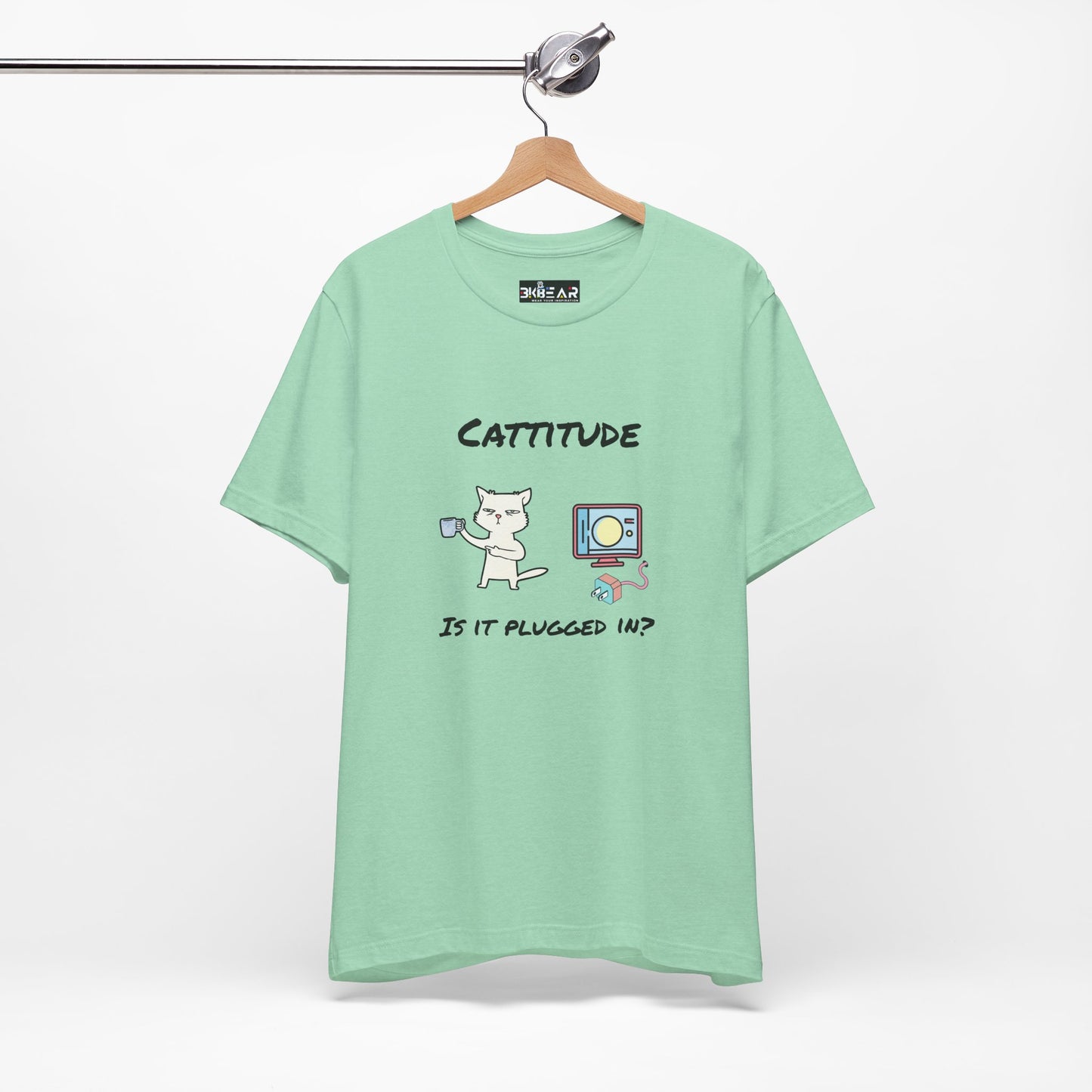Cattitude, Is it plugged In, Unisex Jersey Short Sleeve Tee