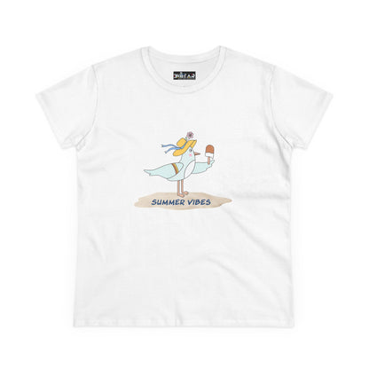 Regal Seagull Summer Vibes. Women's Midweight Cotton Tee