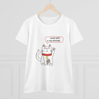 Oliver Says More Cats Is The Answer. Women's Midweight Cotton Tee
