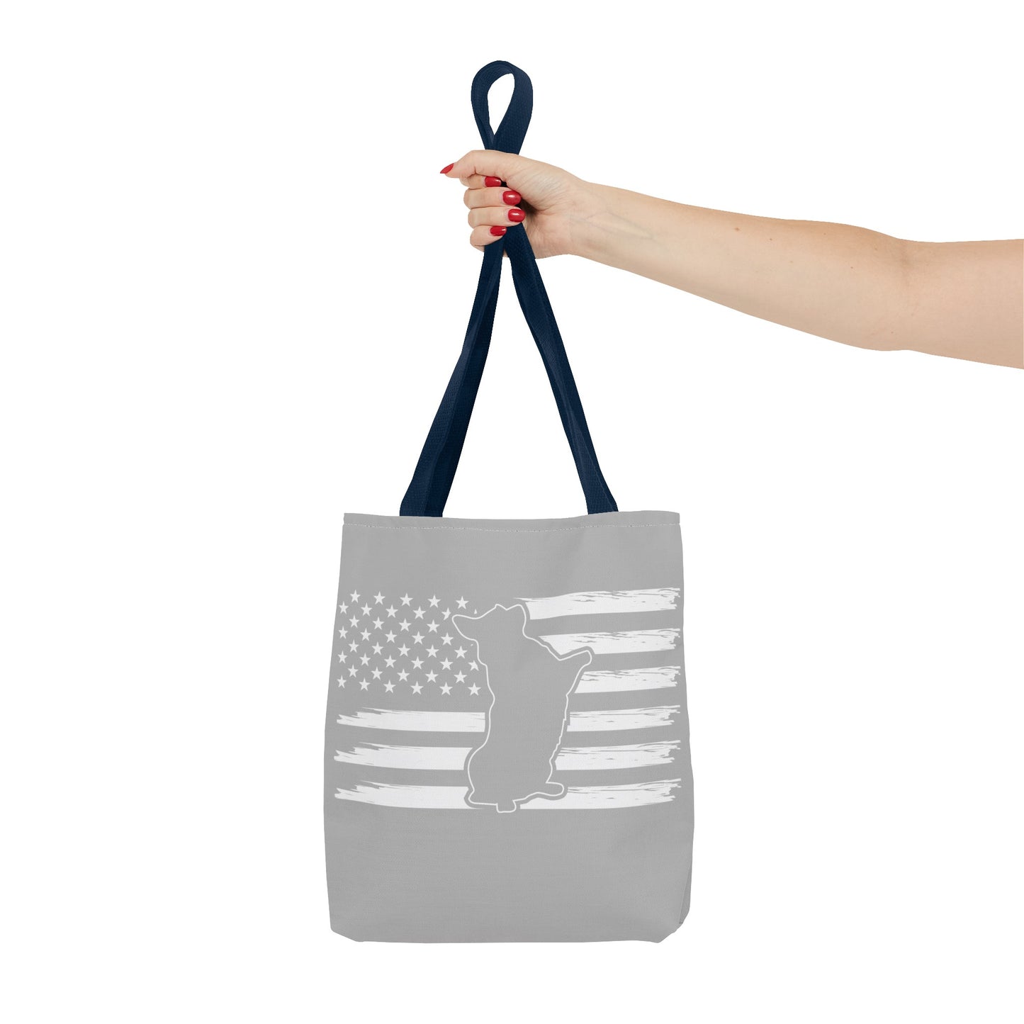 Charlie The American Flag Dog. Gray Tote Bag