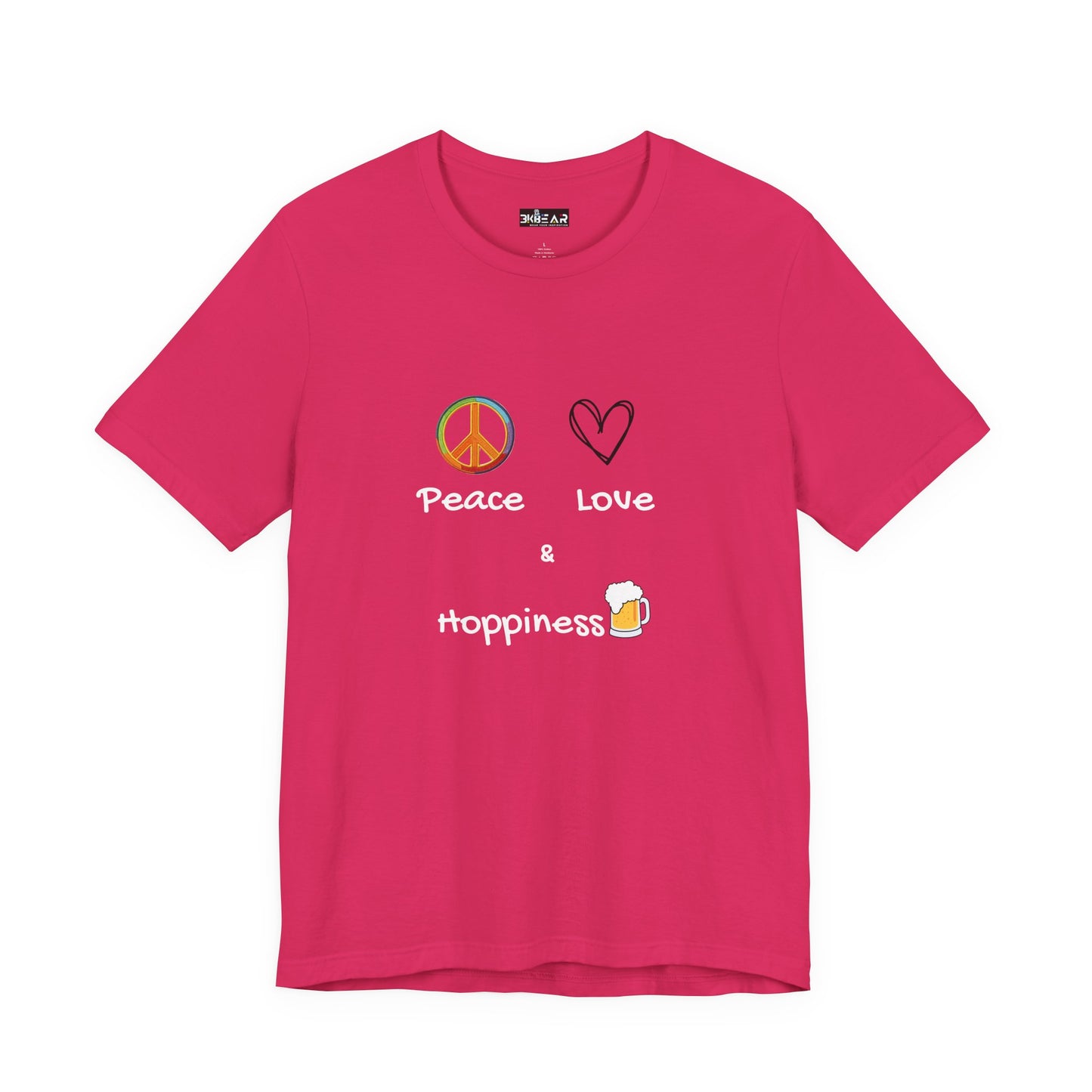Peace, Love and Hoppiness. Unisex Jersey Short Sleeve Tee