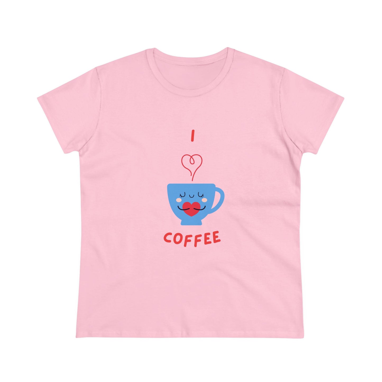 I Love Coffee Heart Cup. Women's Midweight Cotton Tee