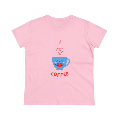 I Love Coffee Heart Cup. Women's Midweight Cotton Tee