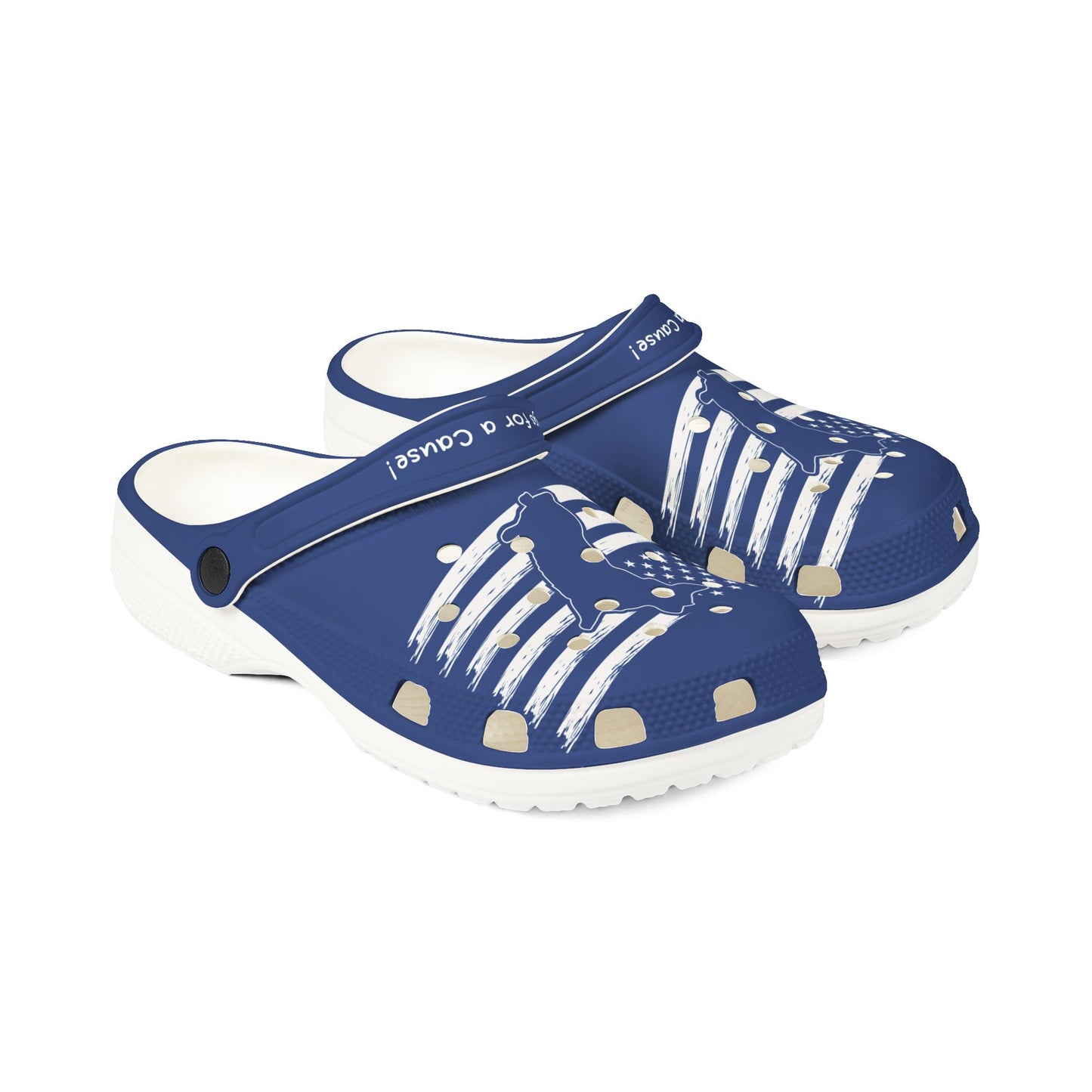 American Flag Dog Rubber Clogs For Men- Navy