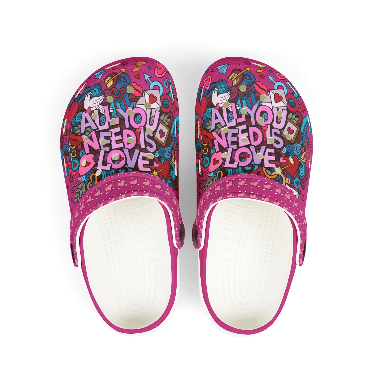 All You Need I Love Rubber Clogs For Girls- Hot Pink