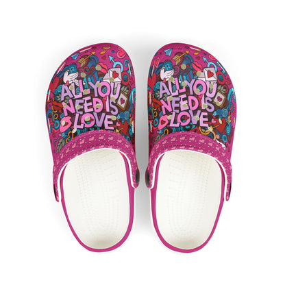 All You Need I Love Rubber Clogs For Girls- Hot Pink
