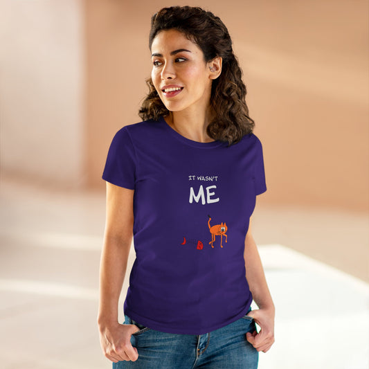 Leo The Cat Didn't Do It. Women's Midweight Cotton Tee