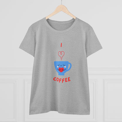 I Love Coffee Heart Cup. Women's Midweight Cotton Tee