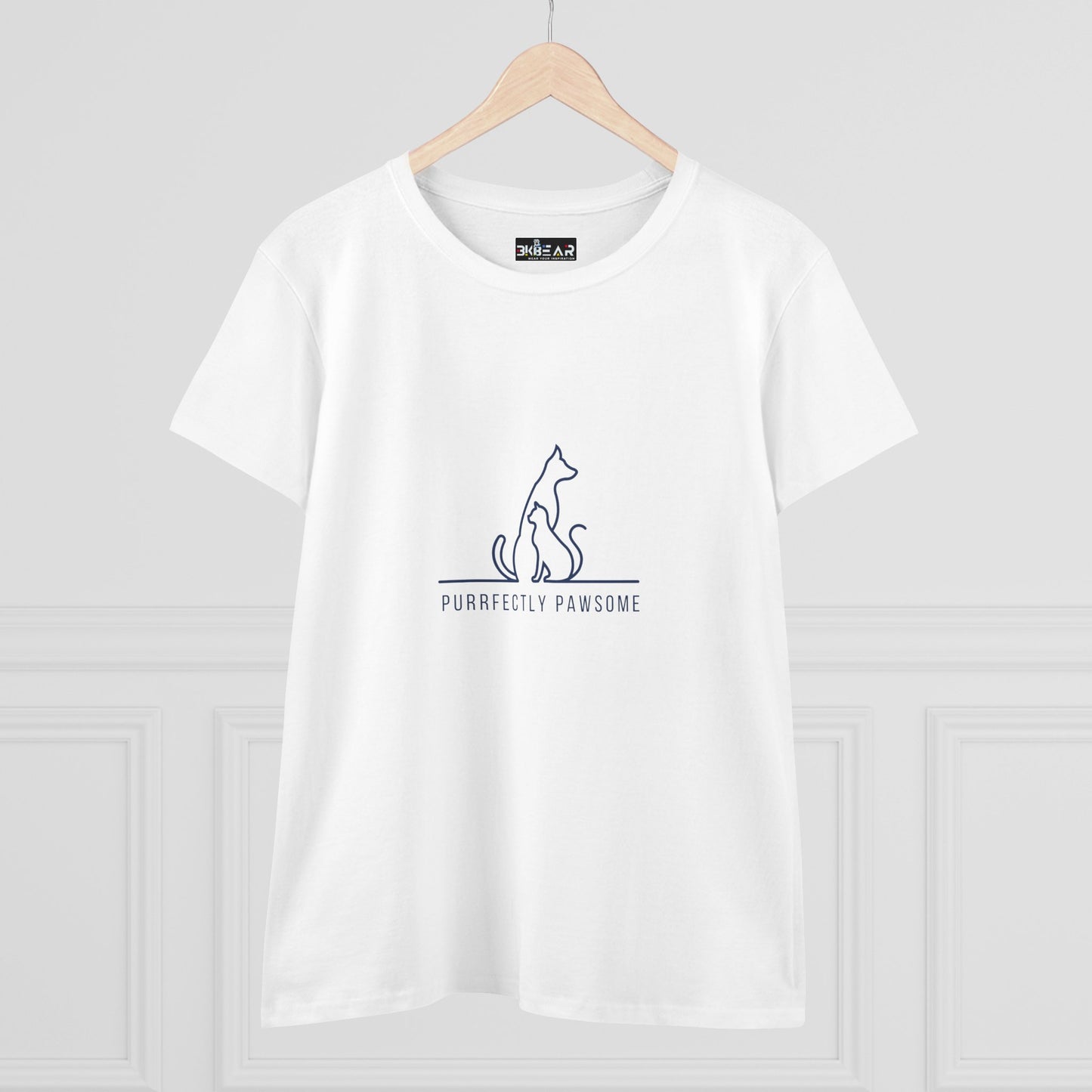 Women's Cat Lover Tee, Purrrfectly Pawsome T-Shirt, Animal Lover Gift, Funny Pet Shirt, Casual Cotton Top for Cat Owners