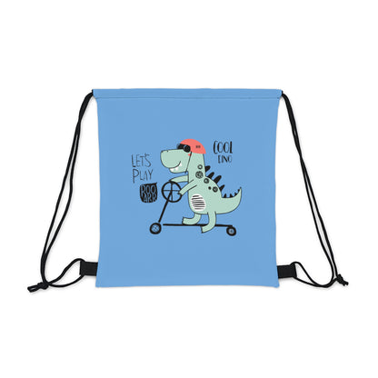 Cool Skateboarding Kid Dino. Outdoor Drawstring Bag