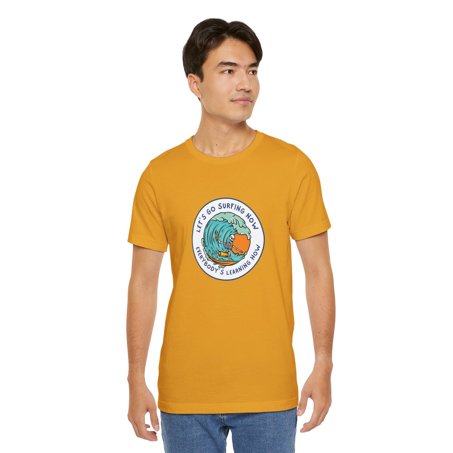Let's Go Surfing Now. Everybody's Learning How. Unisex Jersey Short Sleeve Tee