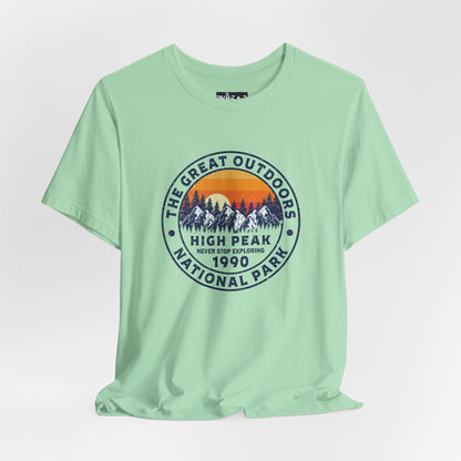 Never Stop Exploring. High Peak National Park. Unisex Jersey Short Sleeve Tee