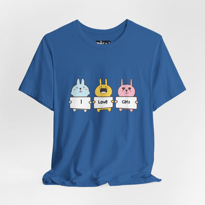 I Love Cats. Women's Unisex Jersey Short Sleeve Tee