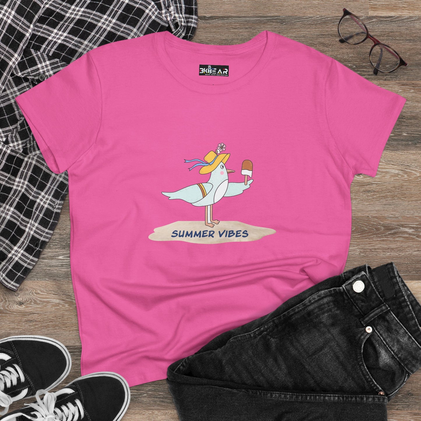 Regal Seagull Summer Vibes. Women's Midweight Cotton Tee