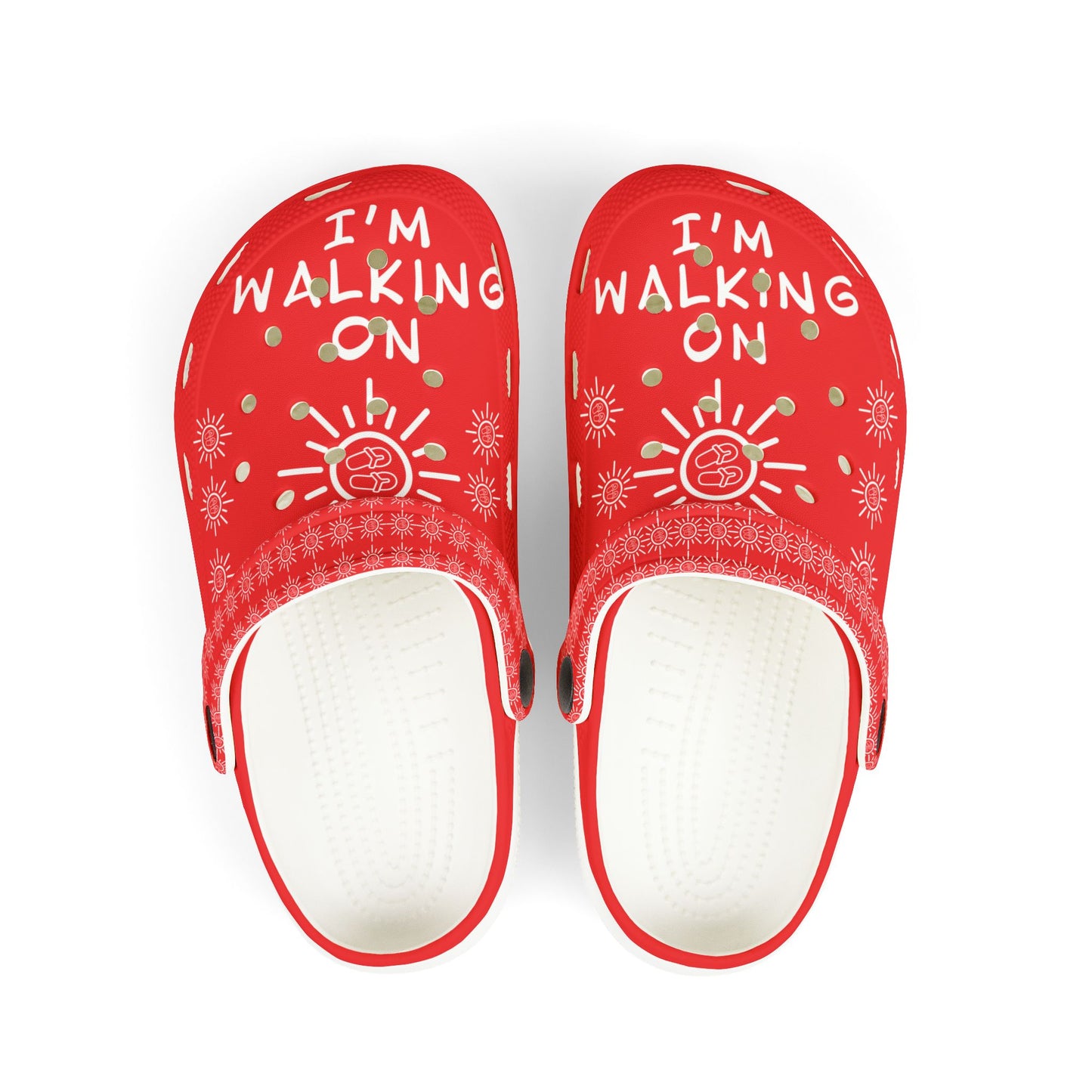 I'm Walking On Sunshine Rubber Clogs for Boys- Red